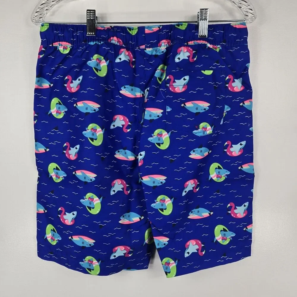 Land's End Boys Size XL‎ 14H - 16H Husky Funny Shark Trunks NWOT